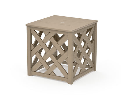 POLYWOOD Wovendale Accent Umbrella Table in Vintage Sahara
