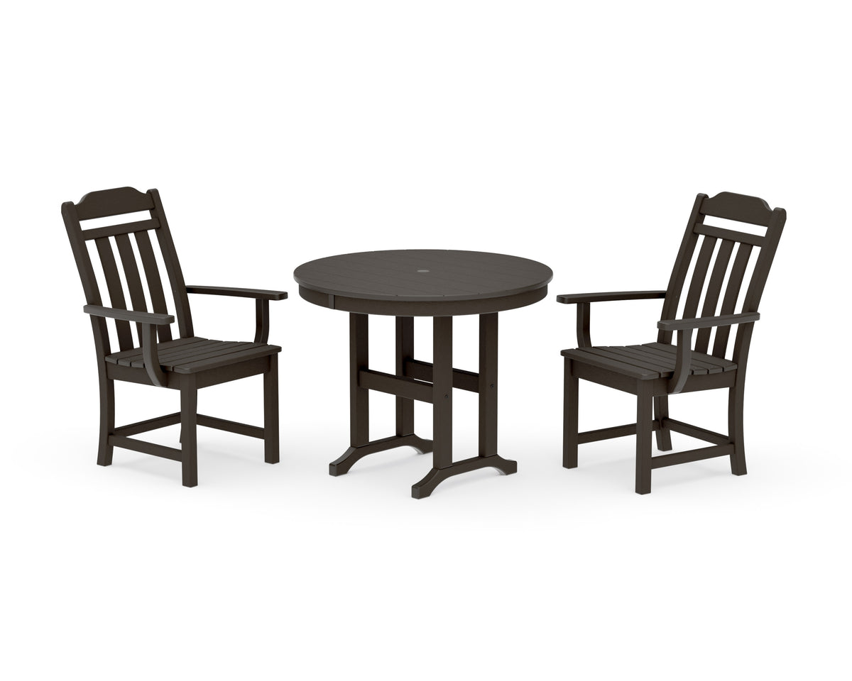 POLYWOOD Cottage 3-Piece Farmhouse Dining Set in Vintage Coffee