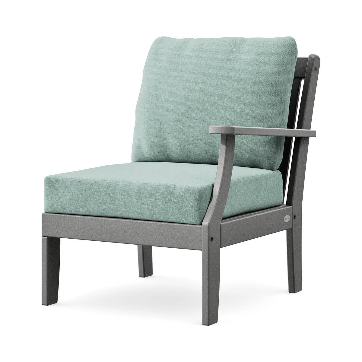 POLYWOOD Braxton Modular Right Arm Chair in Slate Grey / Glacier Spa