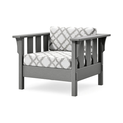 POLYWOOD Acadia Deep Seating Chair in Slate Grey / Trellis Grey Mist