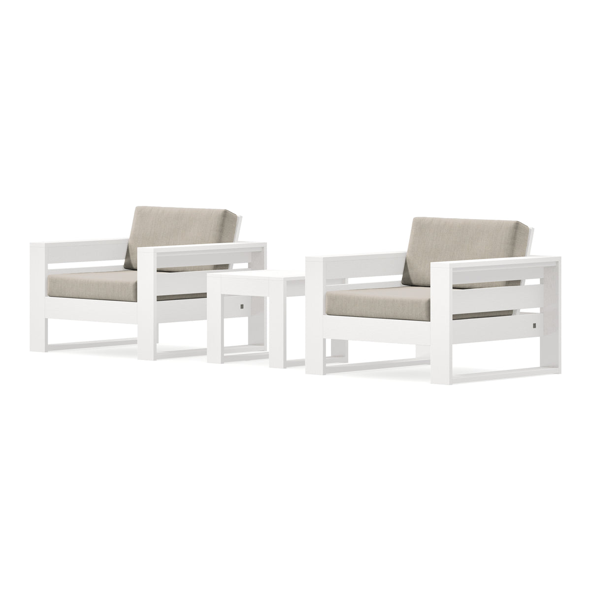POLYWOOD PW Designer Series Latitude 3-Piece Lounge Chair Set in Vintage White / Cast Ash