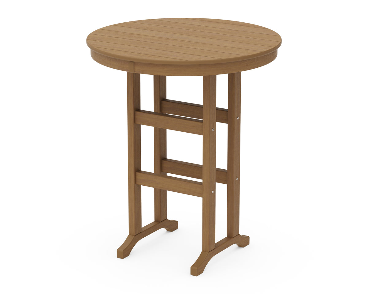 POLYWOOD 36" Round Farmhouse Bar Table in Natural