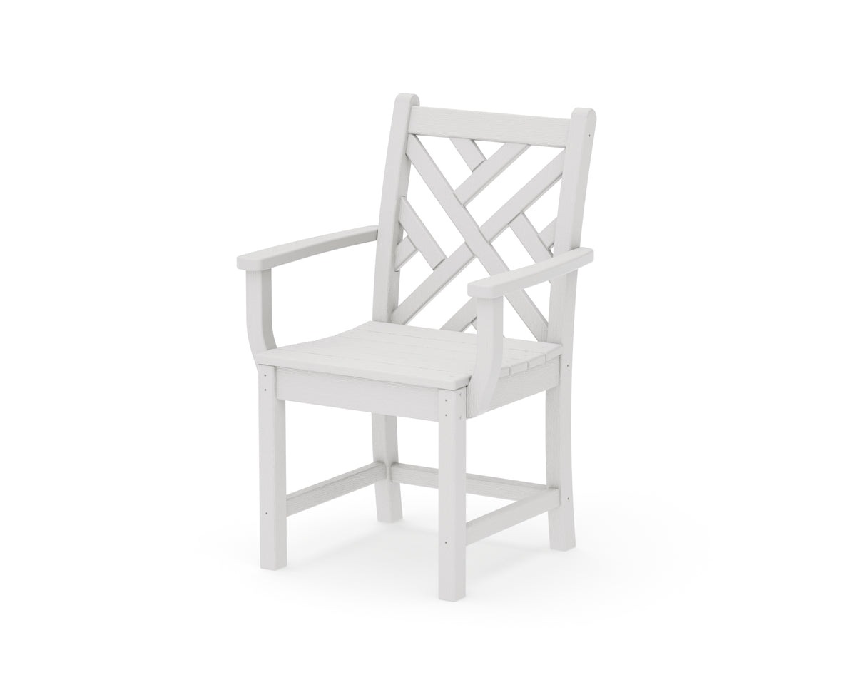 POLYWOOD Chippendale Dining Arm Chair in Vintage White