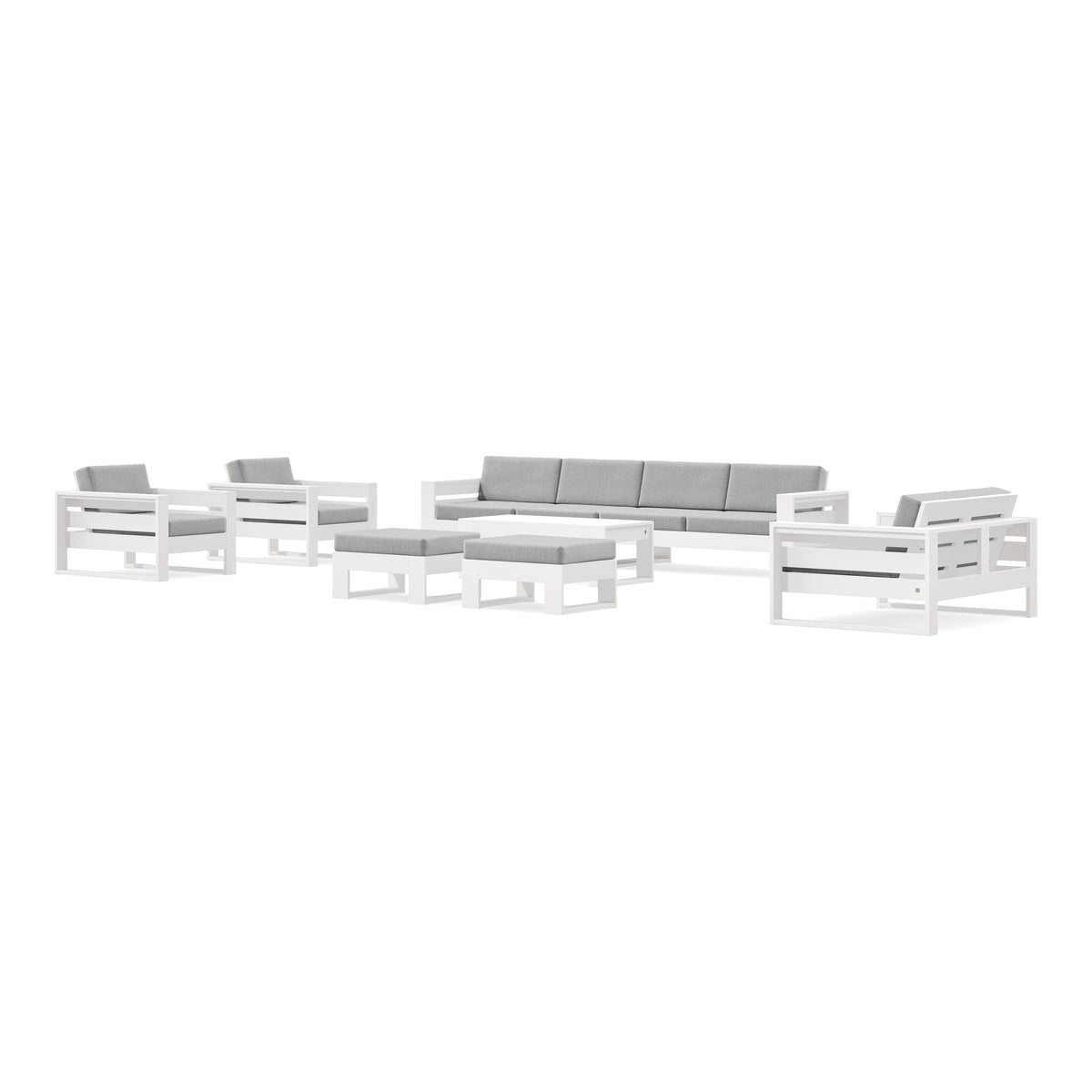 POLYWOOD PW Designer Series Latitude 8-Piece Lounge Sofa Set in Vintage White / Granite