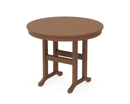 POLYWOOD 36" Round Farmhouse Dining Table in Teak