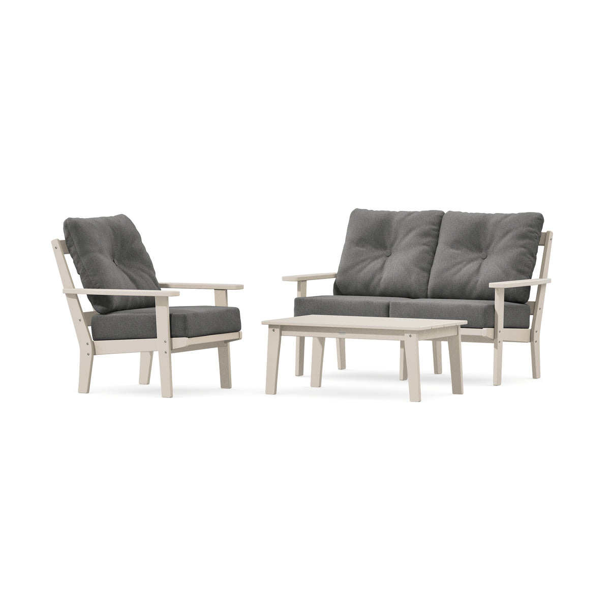 POLYWOOD Prairie 3-Piece Deep Seating Set with Loveseat in Sand