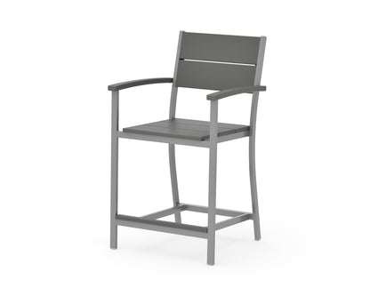POLYWOOD Main Street Counter Arm Chair in Silver / Slate Grey