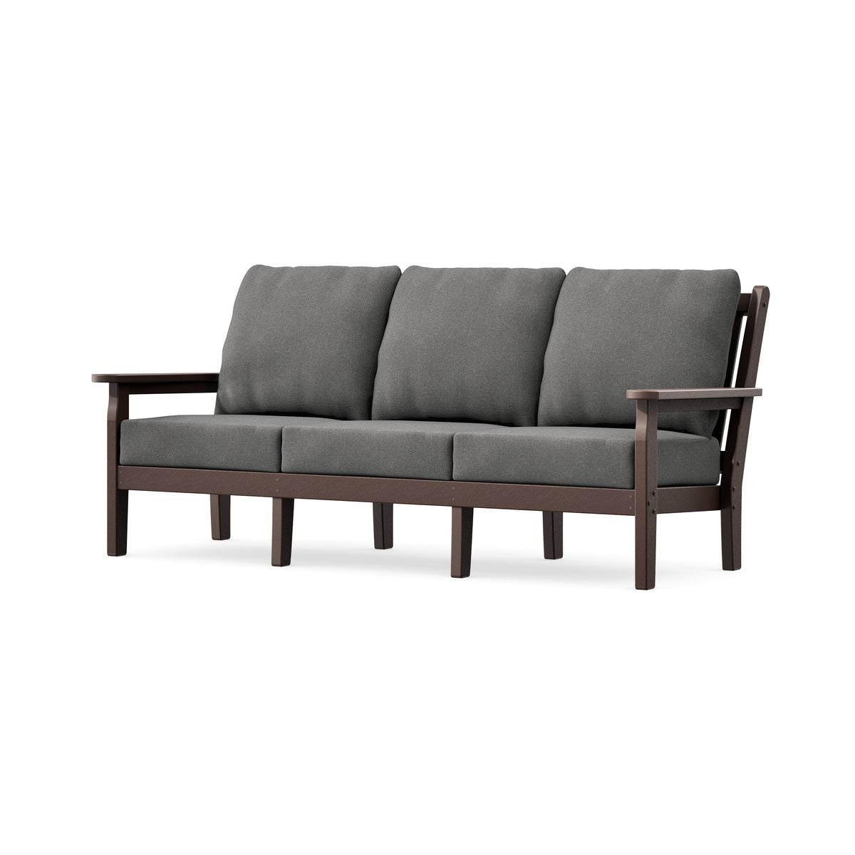 POLYWOOD Chippendale Deep Seating Sofa in Mahogany / Ash Charcoal
