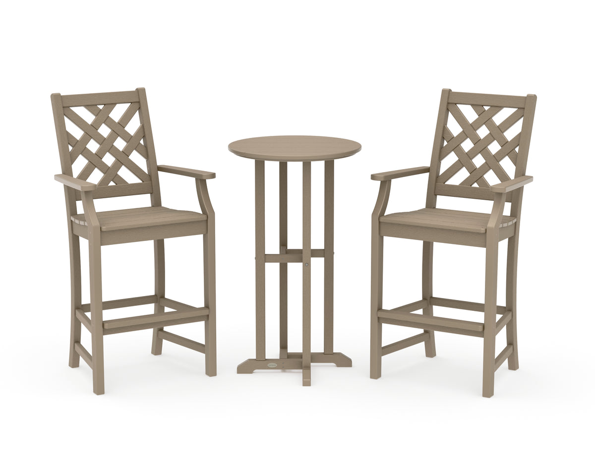 POLYWOOD Country Living Wovendale 3-Piece Farmhouse Bar Set in Vintage Sahara