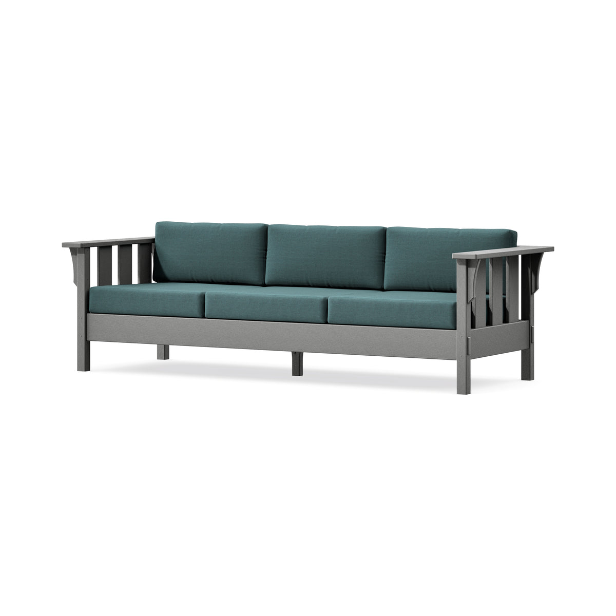 POLYWOOD Acadia Deep Seating Sofa in Slate Grey / Ocean Teal