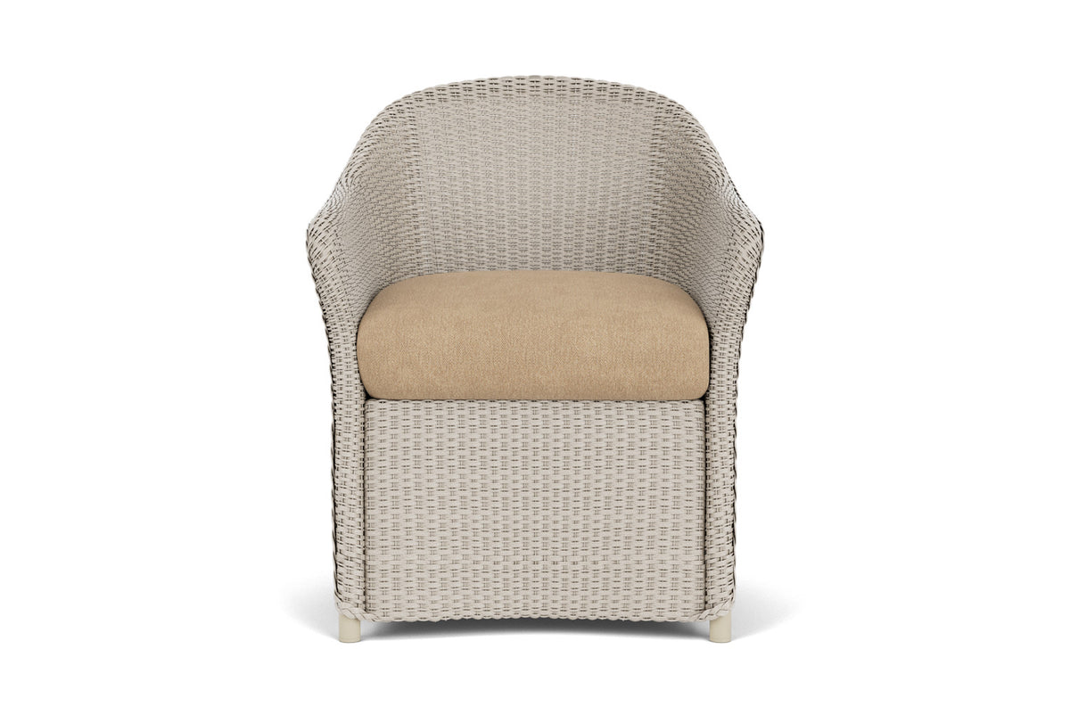 Lloyd Flanders Weekend Retreat Dining Armchair in Linen with Hayden Sand fabric