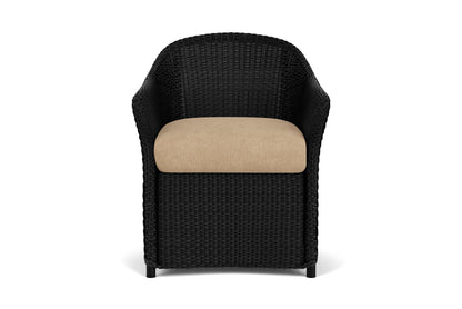 Lloyd Flanders Weekend Retreat Dining Armchair in Ebony with Hayden Sand fabric