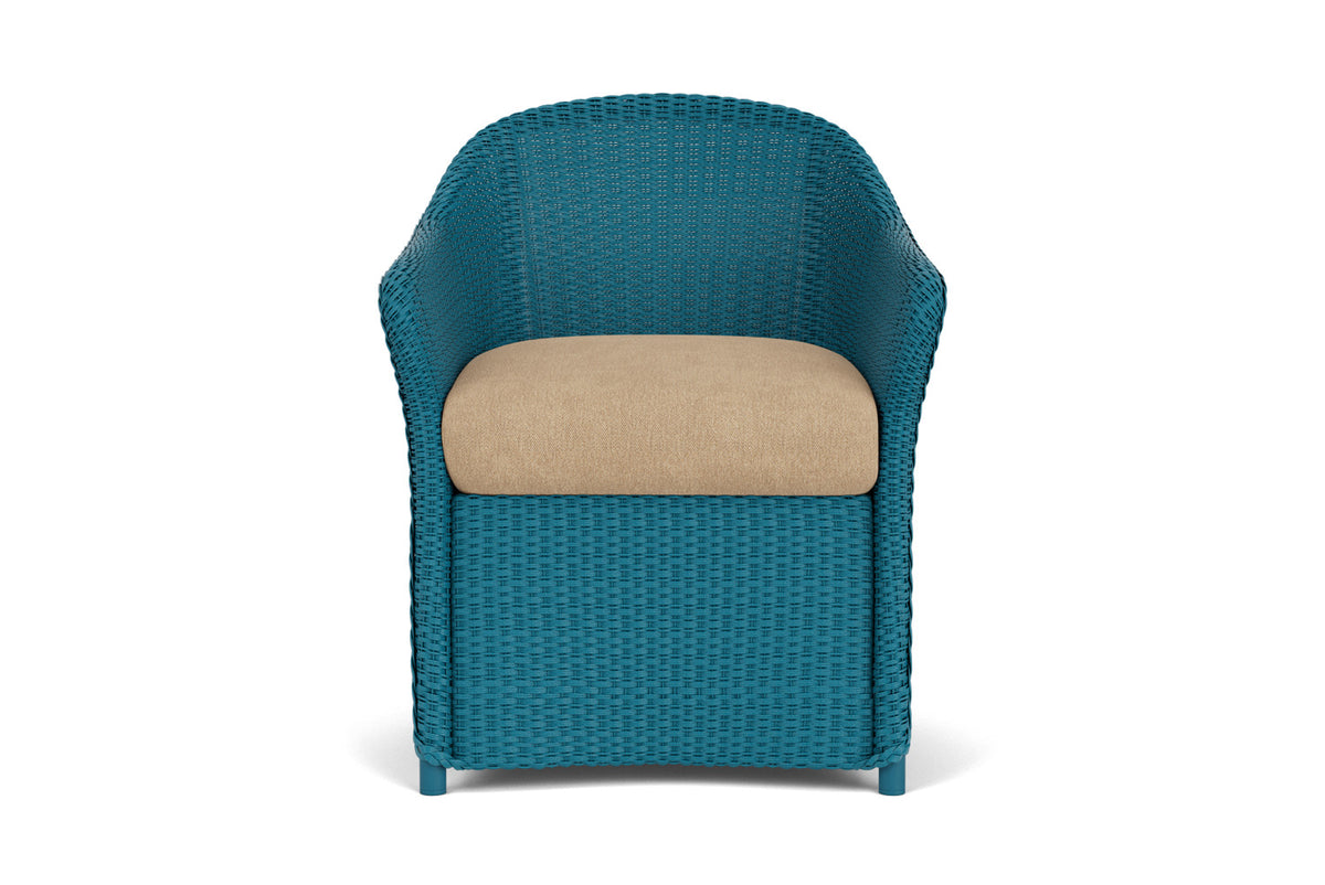 Lloyd Flanders Weekend Retreat Dining Armchair in Peacock with Hayden Sand fabric
