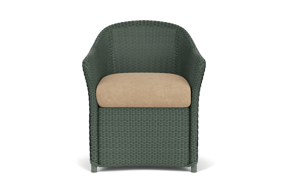Lloyd Flanders Weekend Retreat Dining Armchair in Spruce with Hayden Sand fabric