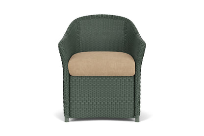 Lloyd Flanders Weekend Retreat Dining Armchair in Spruce with Hayden Sand fabric