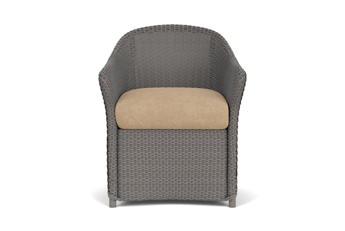 Lloyd Flanders Weekend Retreat Dining Armchair in Pewter with Hayden Sand fabric