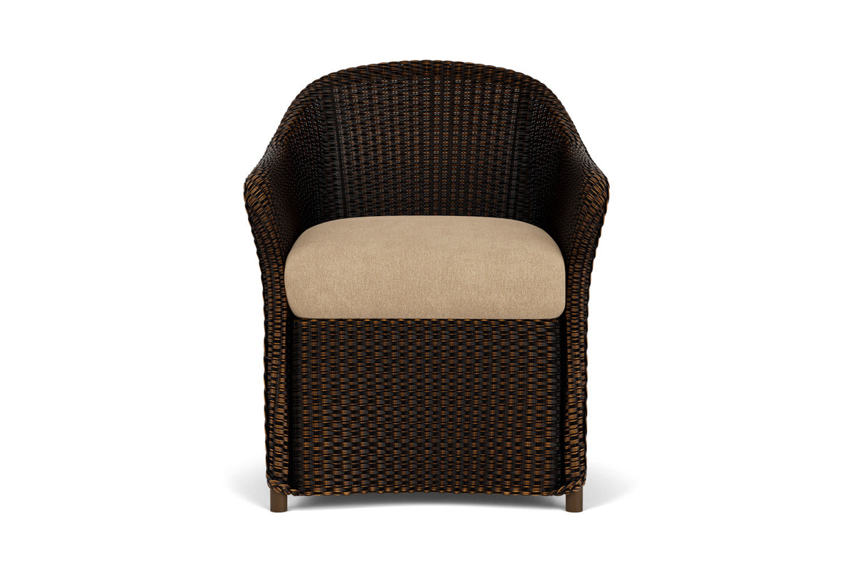 Lloyd Flanders Weekend Retreat Dining Armchair in Mink with Hayden Sand fabric