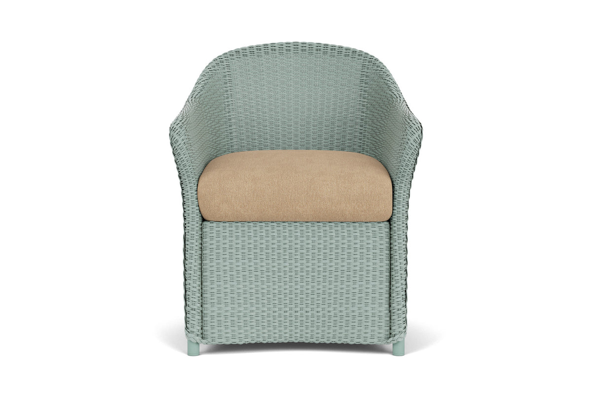 Lloyd Flanders Weekend Retreat Dining Armchair in Sea Glass with Hayden Sand fabric