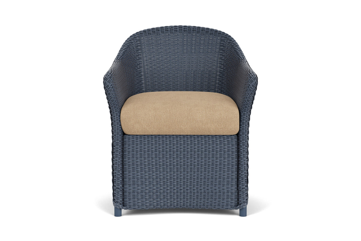 Lloyd Flanders Weekend Retreat Dining Armchair in Denim Blue with Hayden Sand fabric