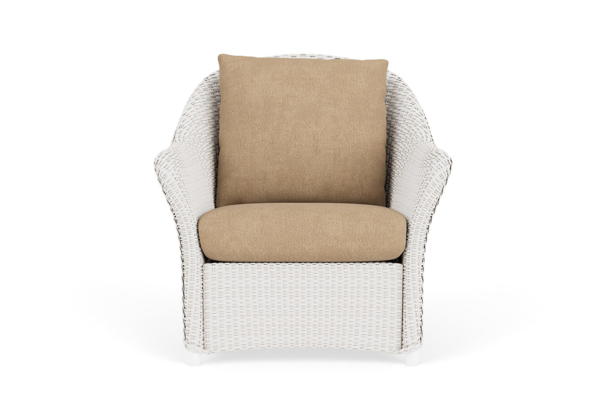 Lloyd Flanders Weekend Retreat Lounge Chair in White with Hayden Sand fabric