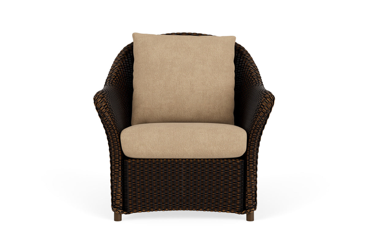 Lloyd Flanders Weekend Retreat Lounge Chair in Mink with Hayden Sand fabric
