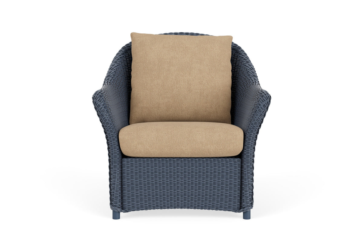 Lloyd Flanders Weekend Retreat Lounge Chair in Denim Blue with Hayden Sand fabric