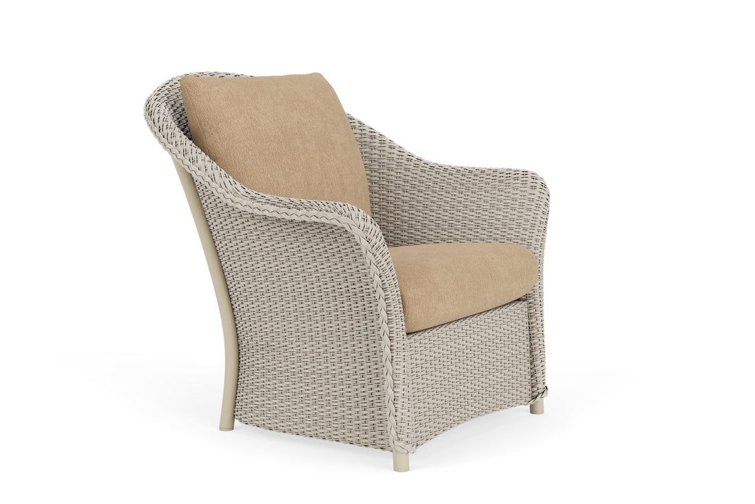Lloyd Flanders Weekend Retreat Lounge Chair in Linen with Hayden Sand fabric, view 3
