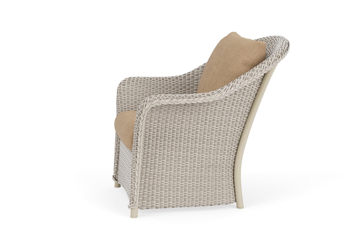 Lloyd Flanders Weekend Retreat Lounge Chair in Linen with Hayden Sand fabric, view 9