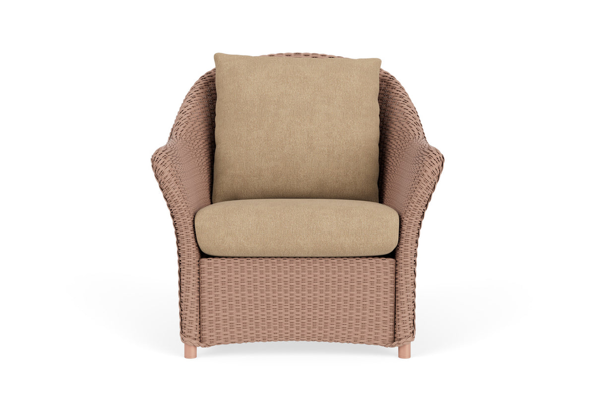 Lloyd Flanders Weekend Retreat Lounge Chair in Rosewood with Hayden Sand fabric
