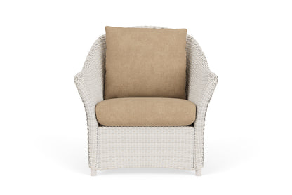 Lloyd Flanders Weekend Retreat Lounge Chair in Antique White with Hayden Sand fabric