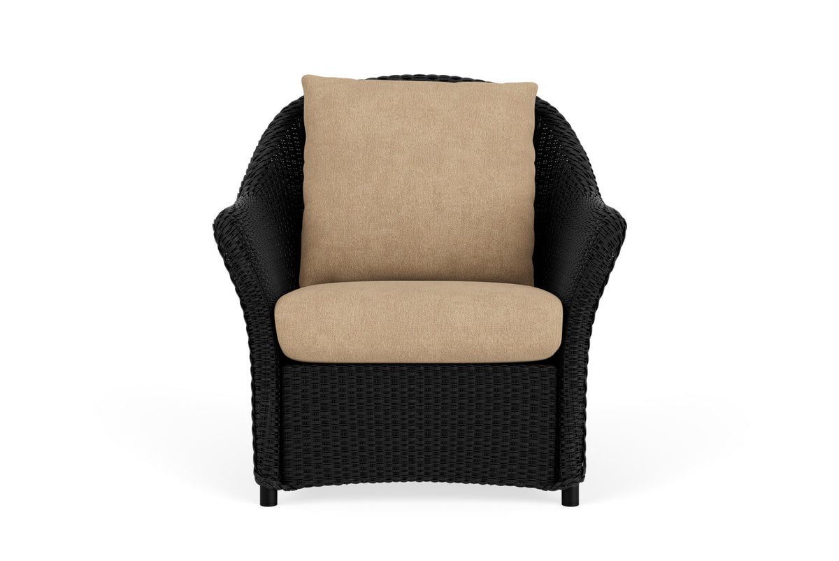 Lloyd Flanders Weekend Retreat Lounge Chair in Ebony with Hayden Sand fabric