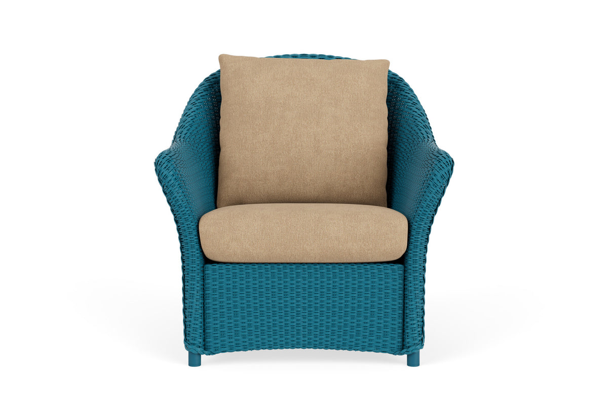 Lloyd Flanders Weekend Retreat Lounge Chair in Peacock with Hayden Sand fabric