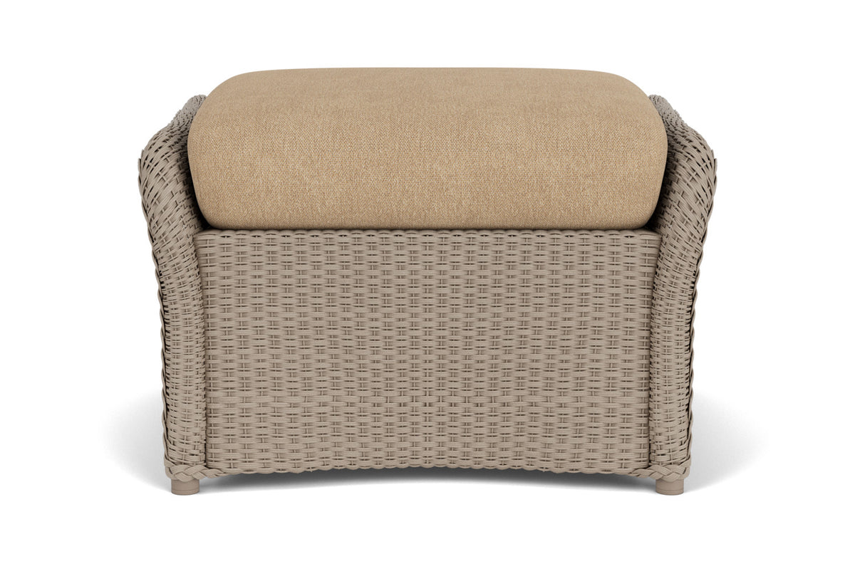 Lloyd Flanders Weekend Retreat Woven Ottoman in French Beige with Hayden Sand fabric