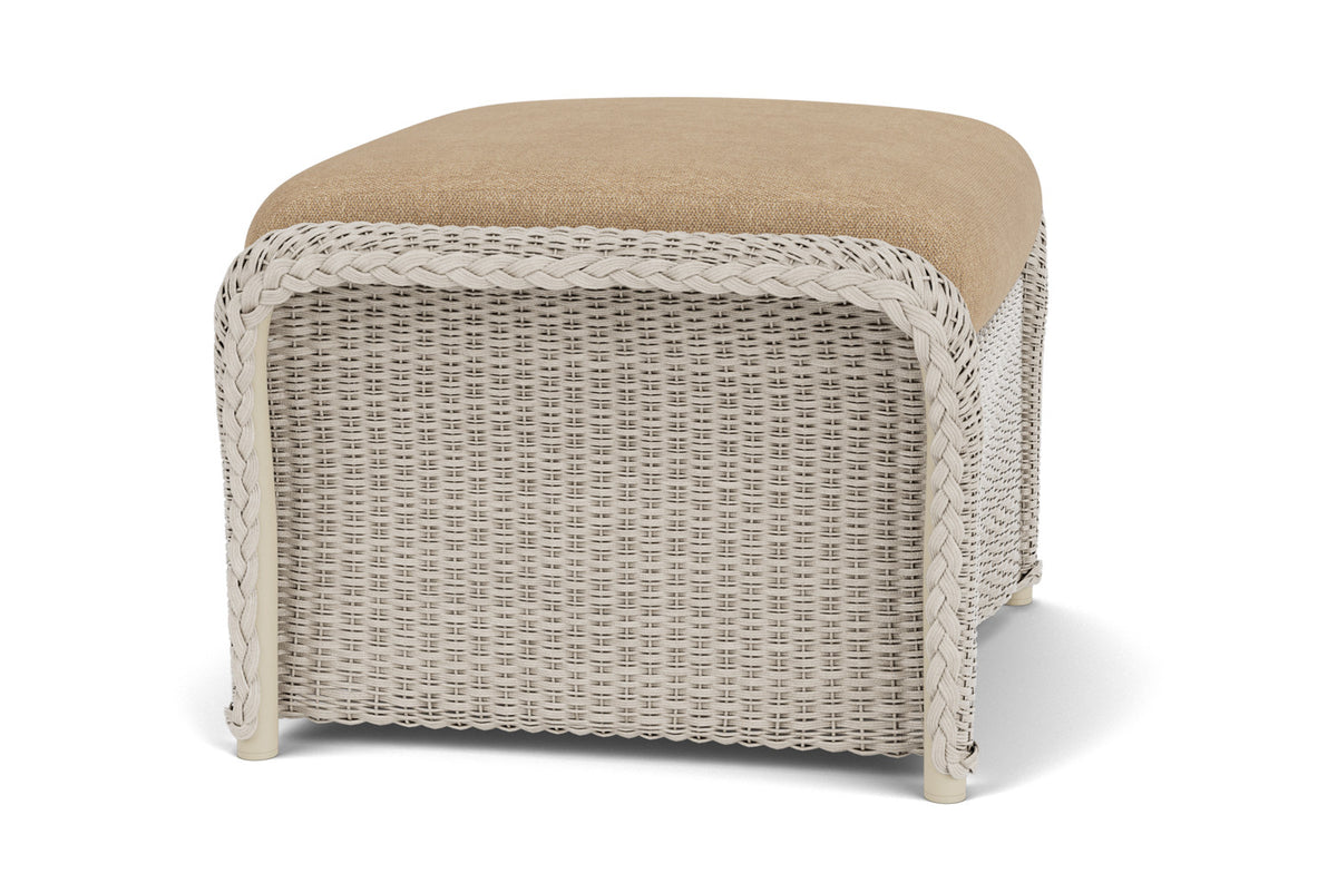 Lloyd Flanders Weekend Retreat Woven Ottoman in Linen with Hayden Sand fabric, view 4