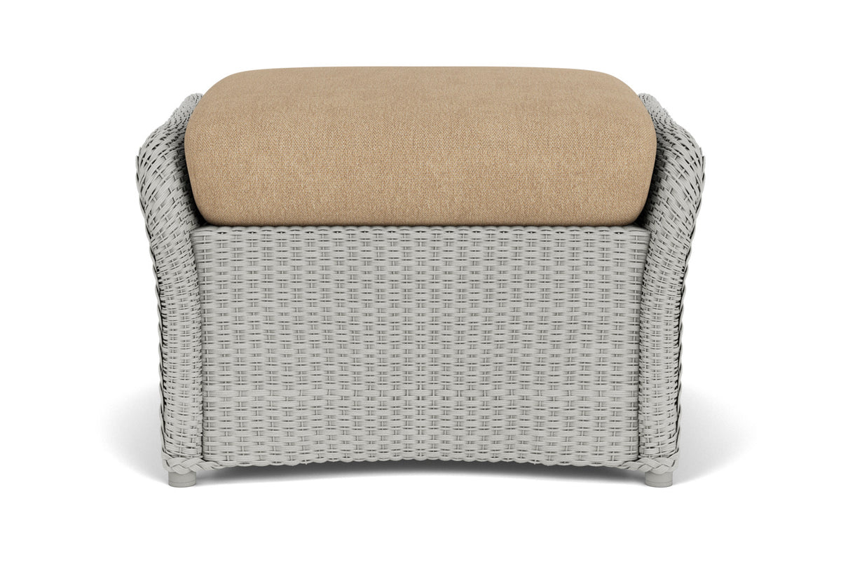 Lloyd Flanders Weekend Retreat Woven Ottoman in Platinum with Hayden Sand fabric