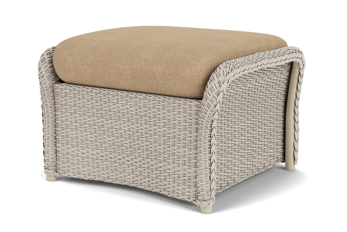 Lloyd Flanders Weekend Retreat Woven Ottoman in Linen with Hayden Sand fabric, view 10
