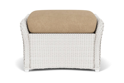 Lloyd Flanders Weekend Retreat Woven Ottoman in White with Hayden Sand fabric