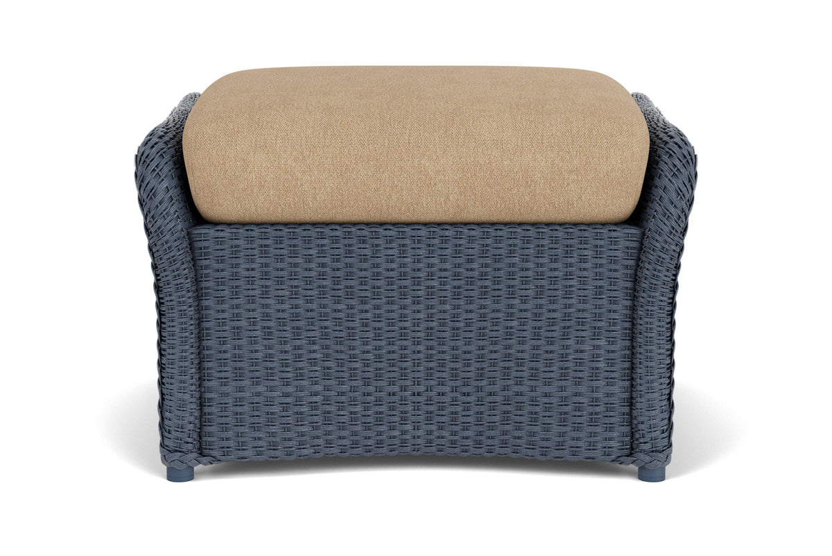 Lloyd Flanders Weekend Retreat Woven Ottoman in Denim Blue with Hayden Sand fabric
