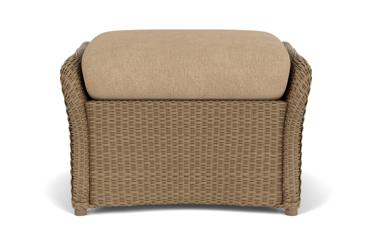 Lloyd Flanders Weekend Retreat Woven Ottoman in Fawn with Hayden Sand fabric