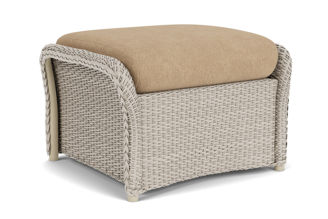 Lloyd Flanders Weekend Retreat Woven Ottoman in Linen with Hayden Sand fabric, view 2