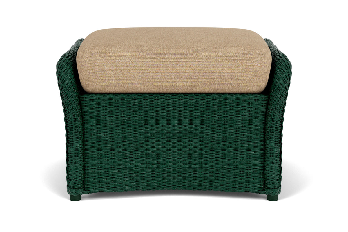Lloyd Flanders Weekend Retreat Woven Ottoman in Woodland with Hayden Sand fabric