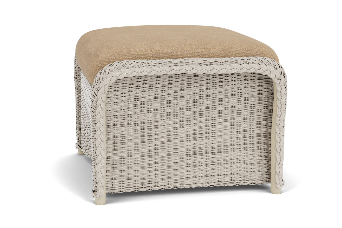 Lloyd Flanders Weekend Retreat Woven Ottoman in Linen with Hayden Sand fabric, view 9
