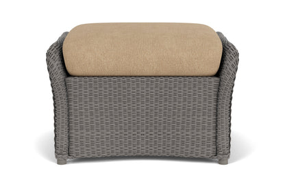 Lloyd Flanders Weekend Retreat Woven Ottoman in Pewter with Hayden Sand fabric