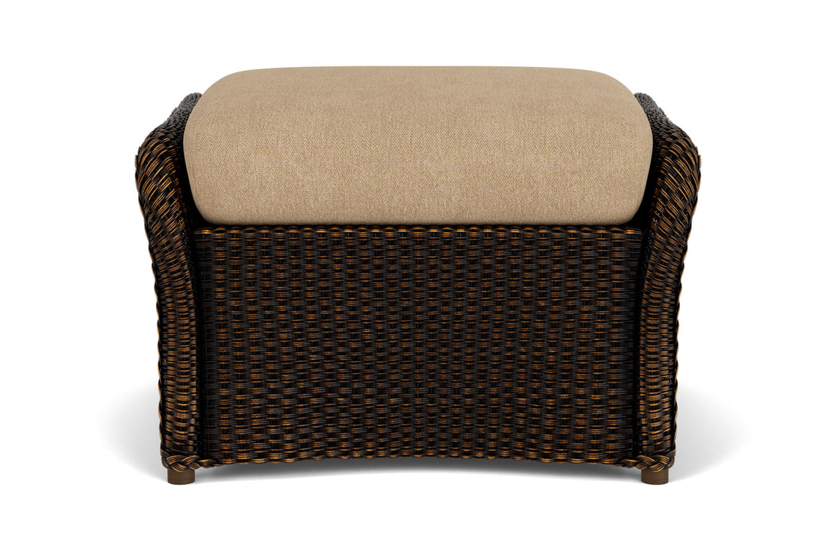 Lloyd Flanders Weekend Retreat Woven Ottoman in Mink with Hayden Sand fabric