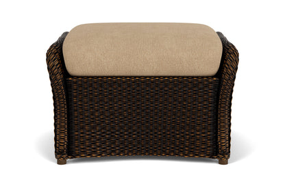 Lloyd Flanders Weekend Retreat Woven Ottoman in Mink with Hayden Sand fabric