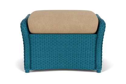 Lloyd Flanders Weekend Retreat Woven Ottoman in Peacock with Hayden Sand fabric