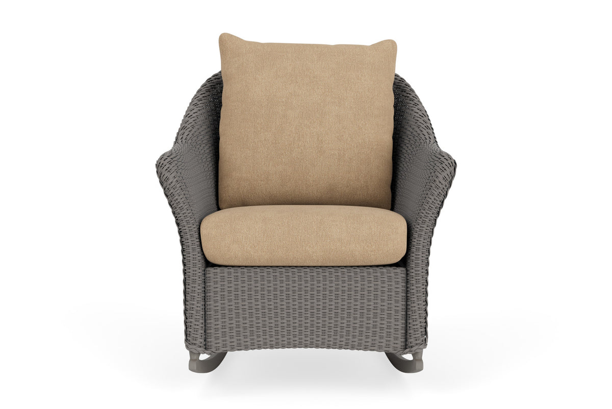 Lloyd Flanders Weekend Retreat Lounge Rocker in Pewter with Hayden Sand fabric