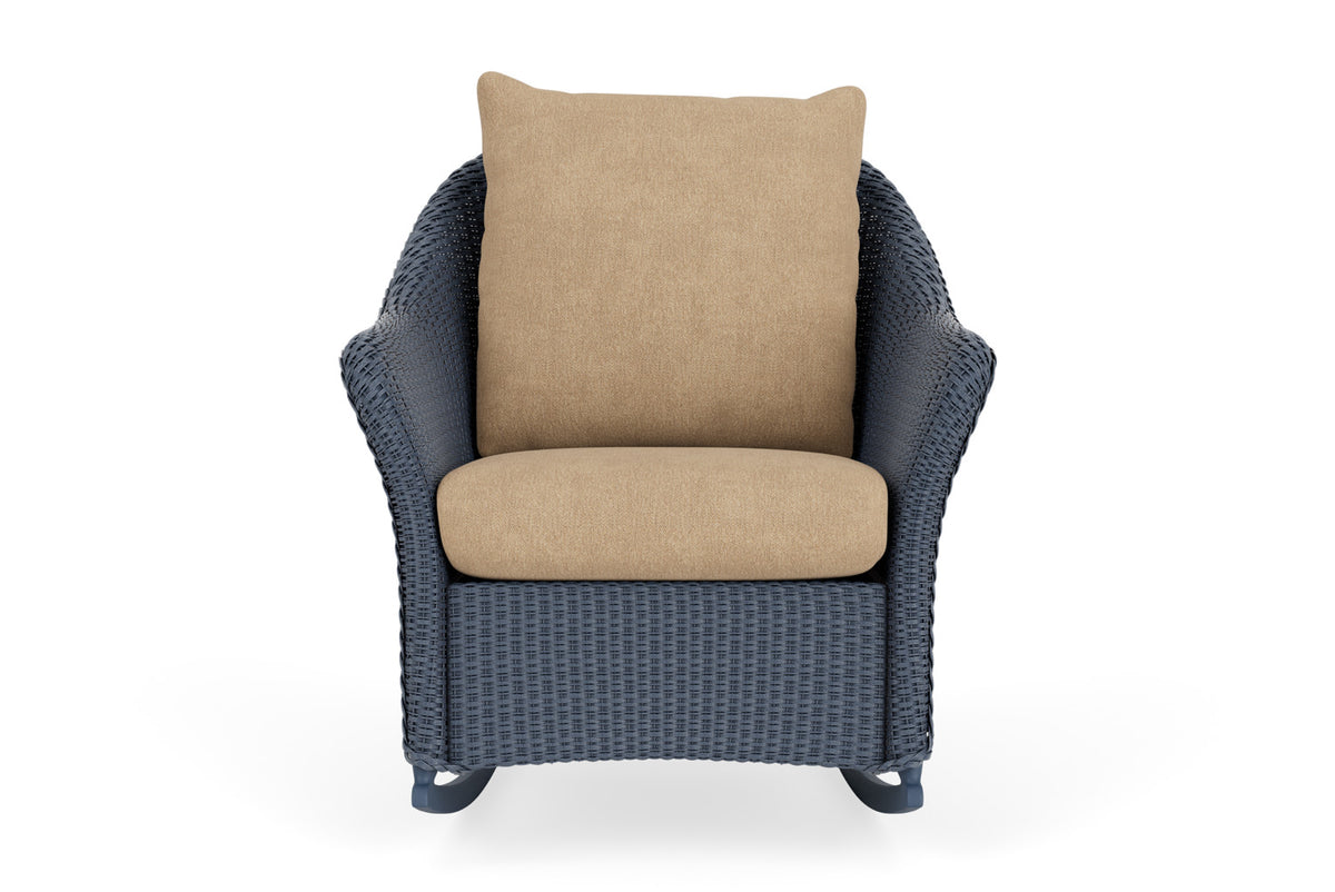 Lloyd Flanders Weekend Retreat Lounge Rocker in Denim Blue with Hayden Sand fabric