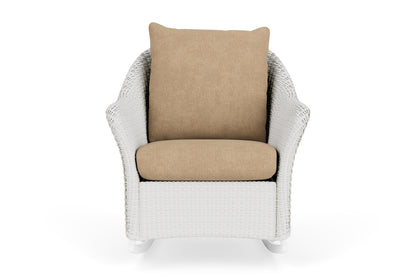 Lloyd Flanders Weekend Retreat Lounge Rocker in Matte White with Hayden Sand fabric