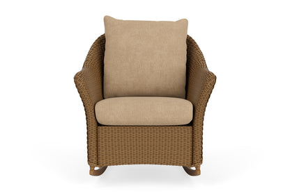 Lloyd Flanders Weekend Retreat Lounge Rocker in Hickory with Hayden Sand fabric